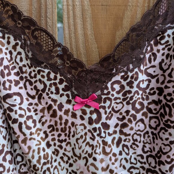 Victoria's Secret Large Leopard & Lace Babydoll Slip Dress - Lingerie Teddy Y2K - Picture 4 of 6